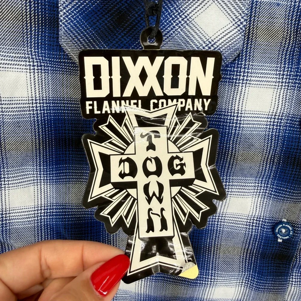 Dixxon Flannel Co x Dogtown Blue Plaid D-Tech Shirt Womens XL New With Tags - Picture 6 of 14